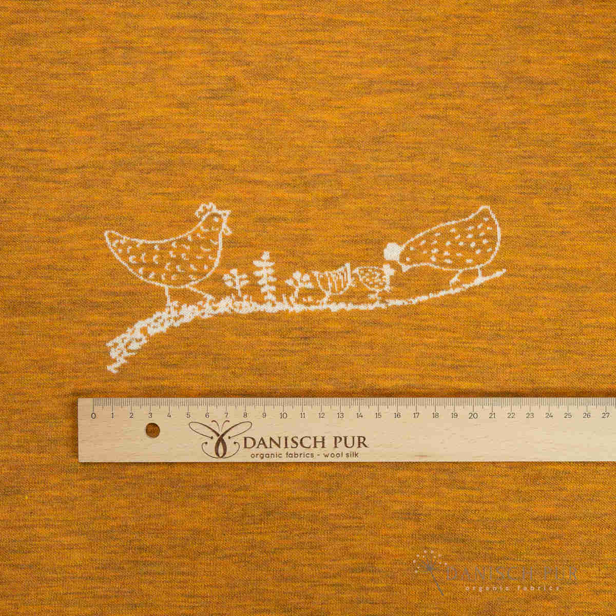 90cm Jacquard Chicken Panel - on Gold Melange Panel (Merino, kbt, mulesing-free)