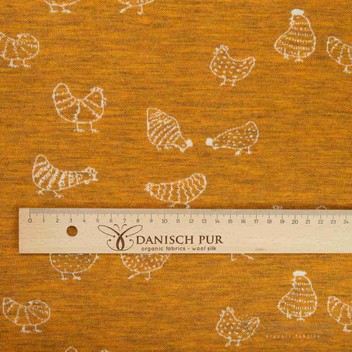 90cm Jacquard Chicken Panel - on Gold Melange Panel (Merino, kbt, mulesing-free)