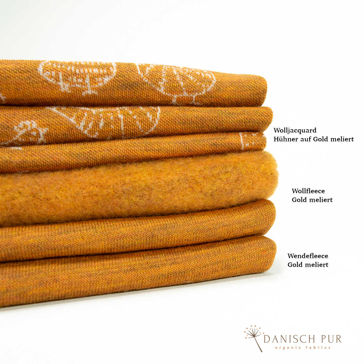 90cm Jacquard Chicken Panel - on Gold Melange Panel (Merino, kbt, mulesing-free)