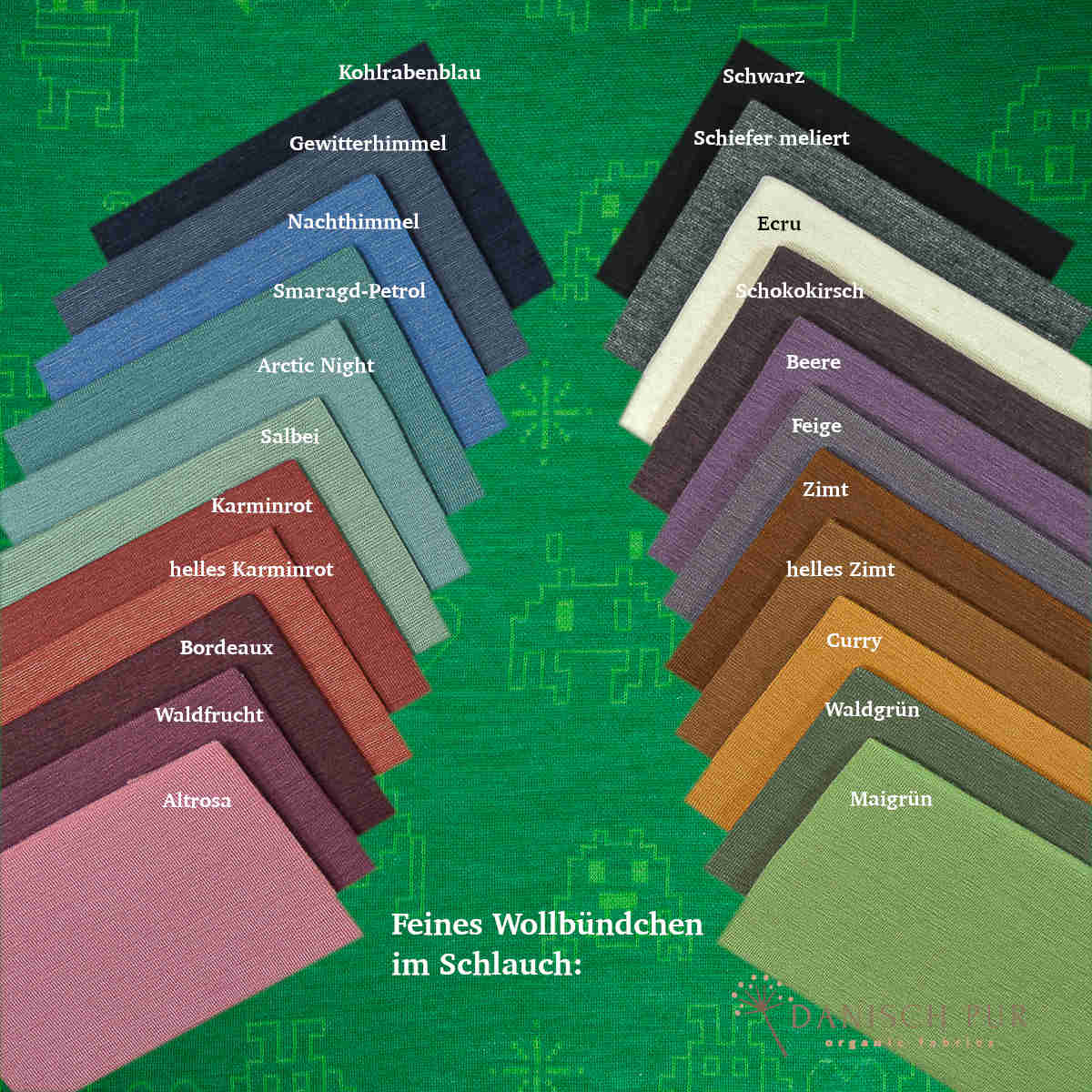 Bio Wolljersey Jacquard Monster auf Sommergrün (Merino, kbt, mulesingfrei)