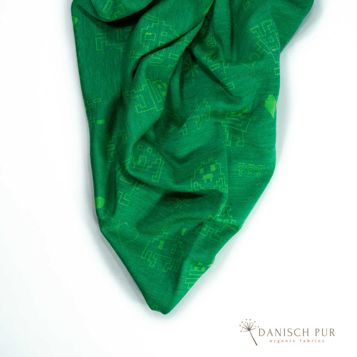 Bio Wolljersey Jacquard Monster auf Sommergrün (Merino, kbt, mulesingfrei)