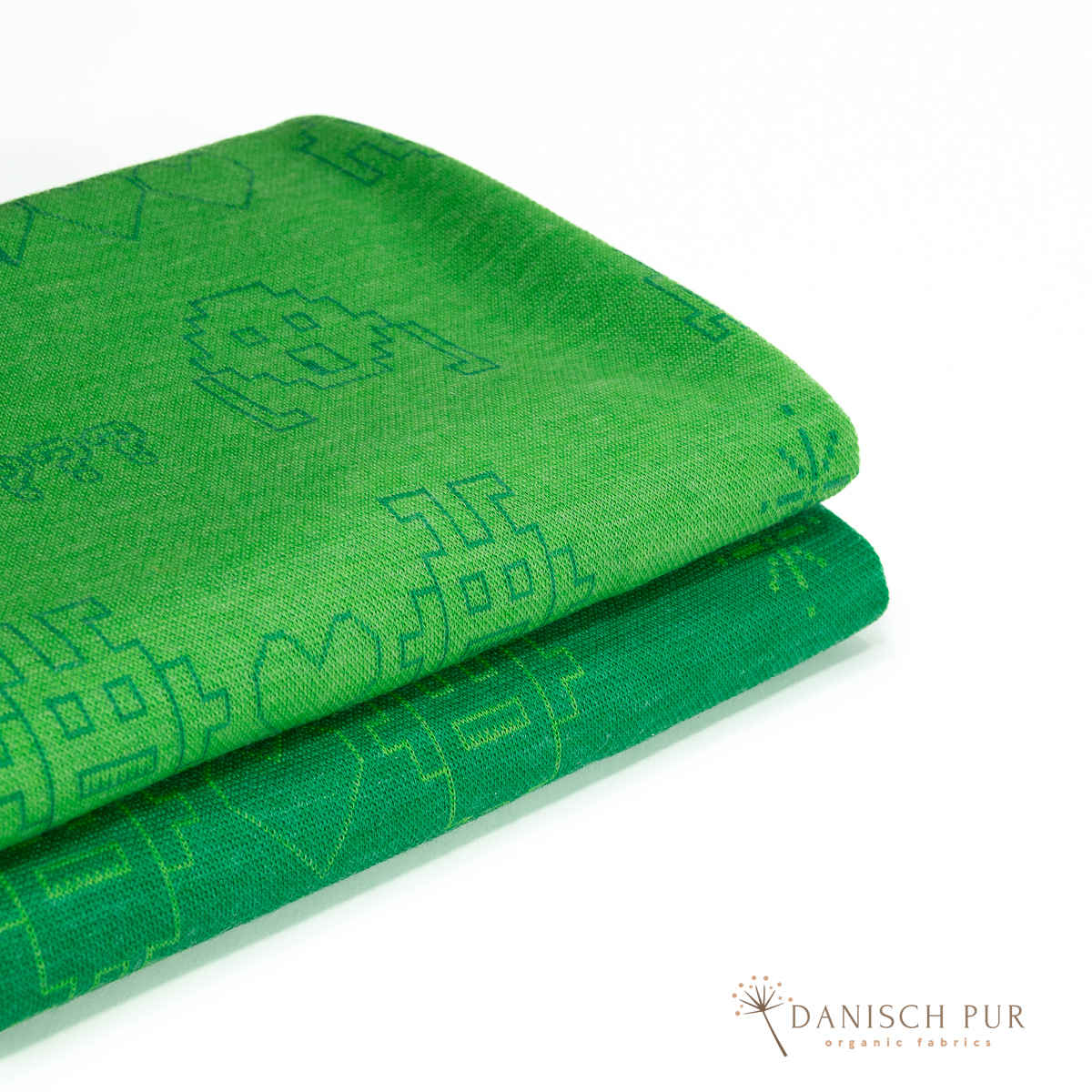 Coupon 90 cm Bio Wolljersey Jacquard Monster auf Zitronengrün (Merino, kbt, mulesingfrei)