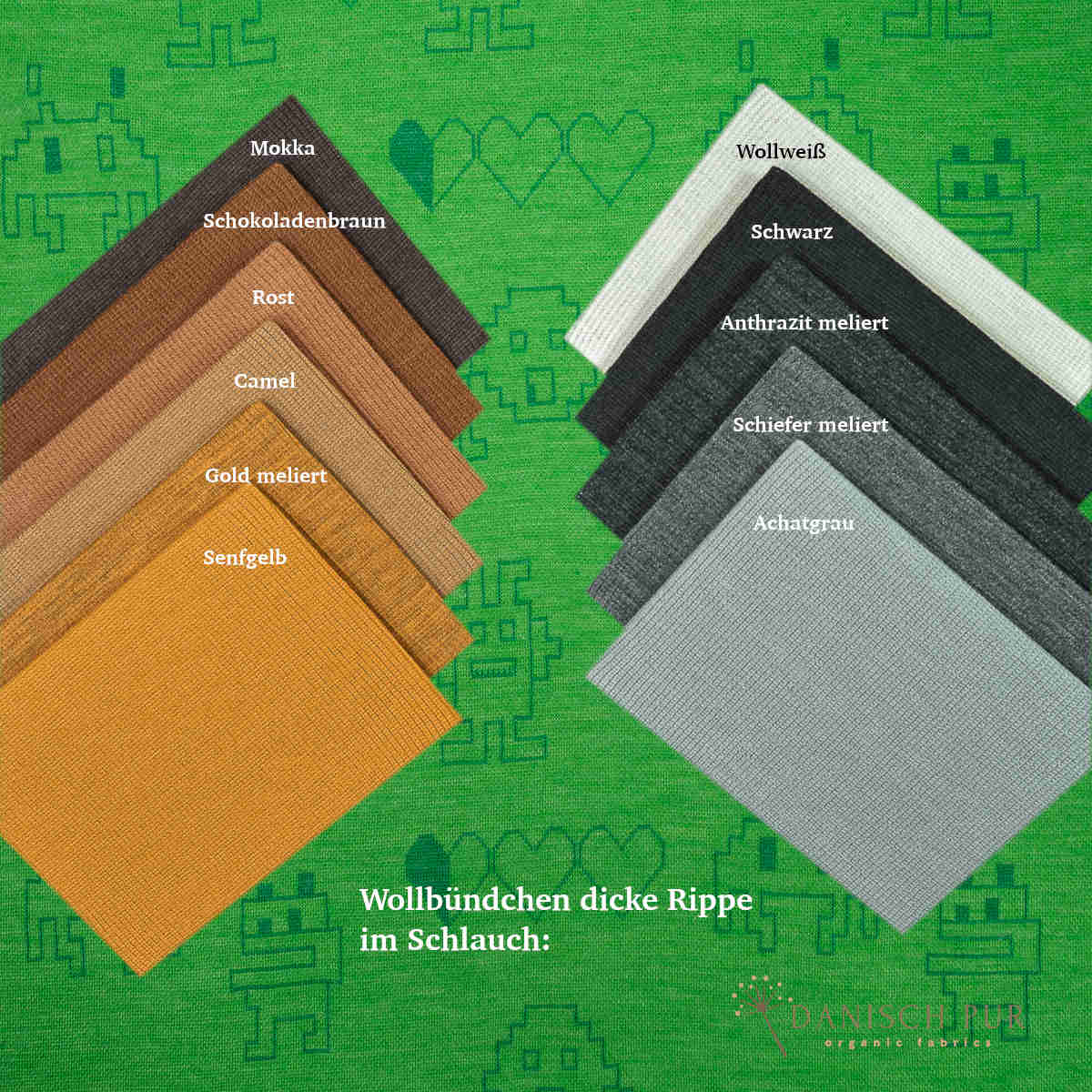 Coupon 90 cm Bio Wolljersey Jacquard Monster auf Zitronengrün (Merino, kbt, mulesingfrei)