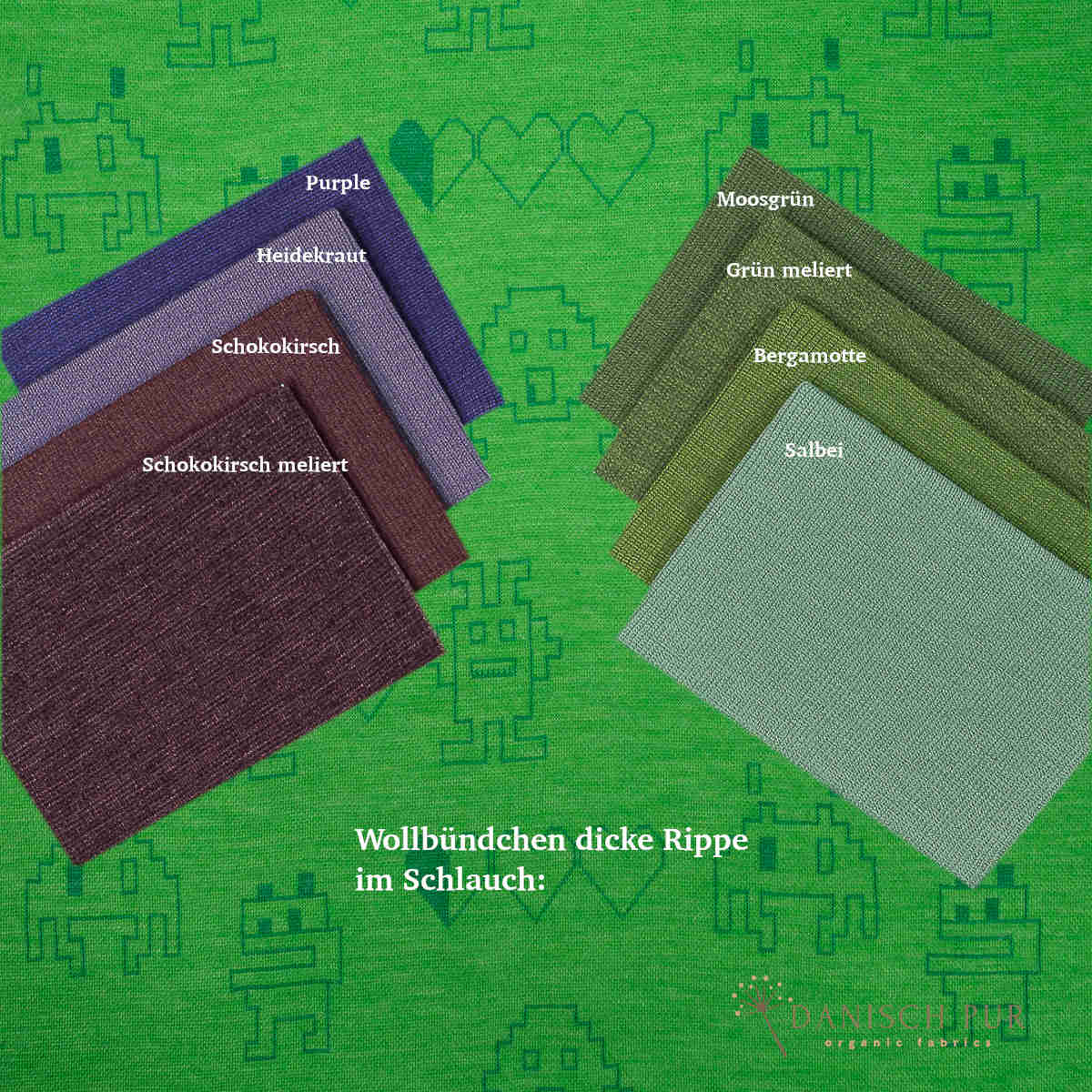 Coupon 90 cm Bio Wolljersey Jacquard Monster auf Zitronengrün (Merino, kbt, mulesingfrei)