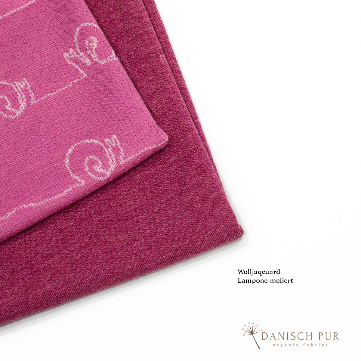 Panel 65cm Jacquard Snail Love - on Orchid Panel (100% virgin wool, Merino, organic, mulesing-free)