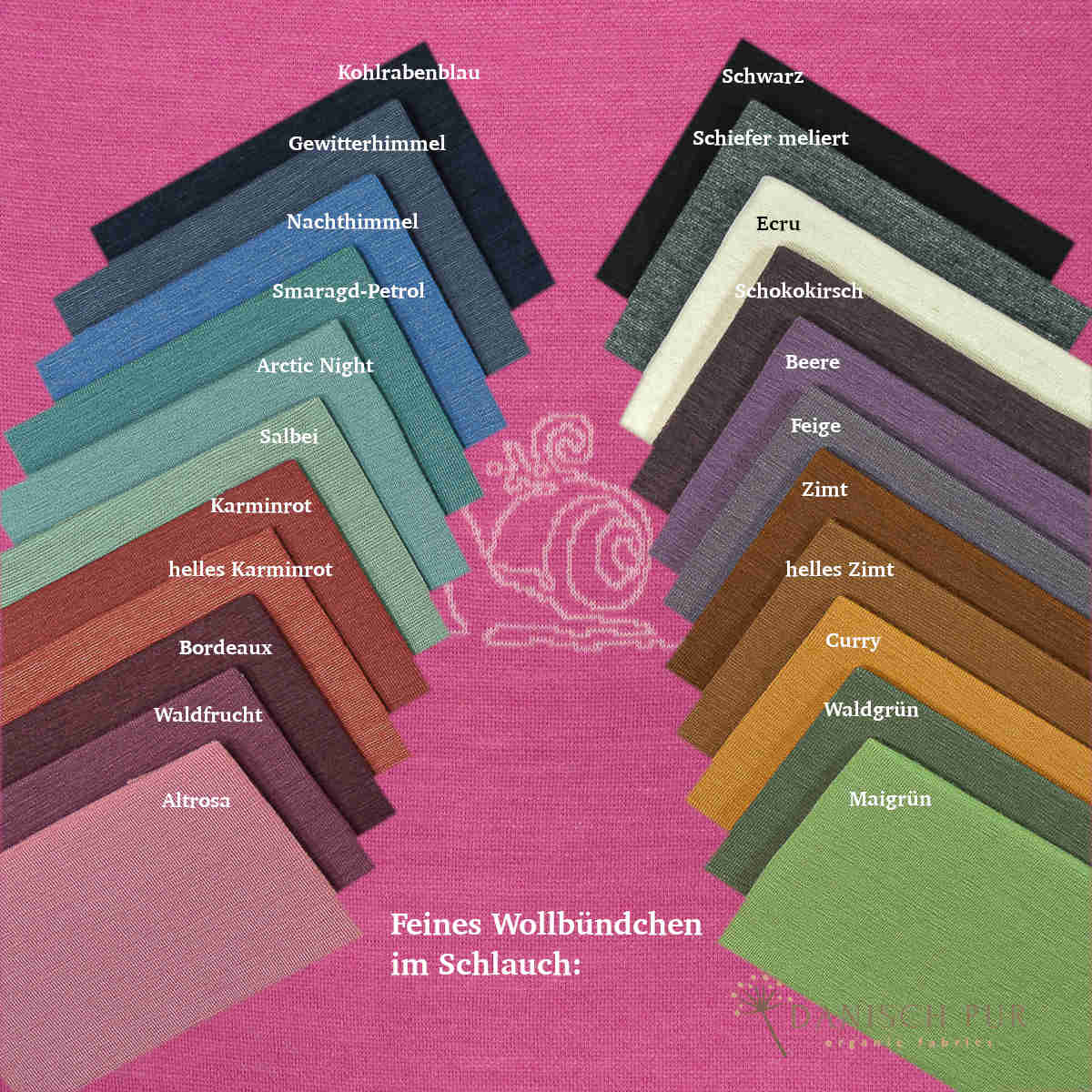 Panel 65cm Jacquard Snail Love - on Orchid Panel (100% virgin wool, Merino, organic, mulesing-free)