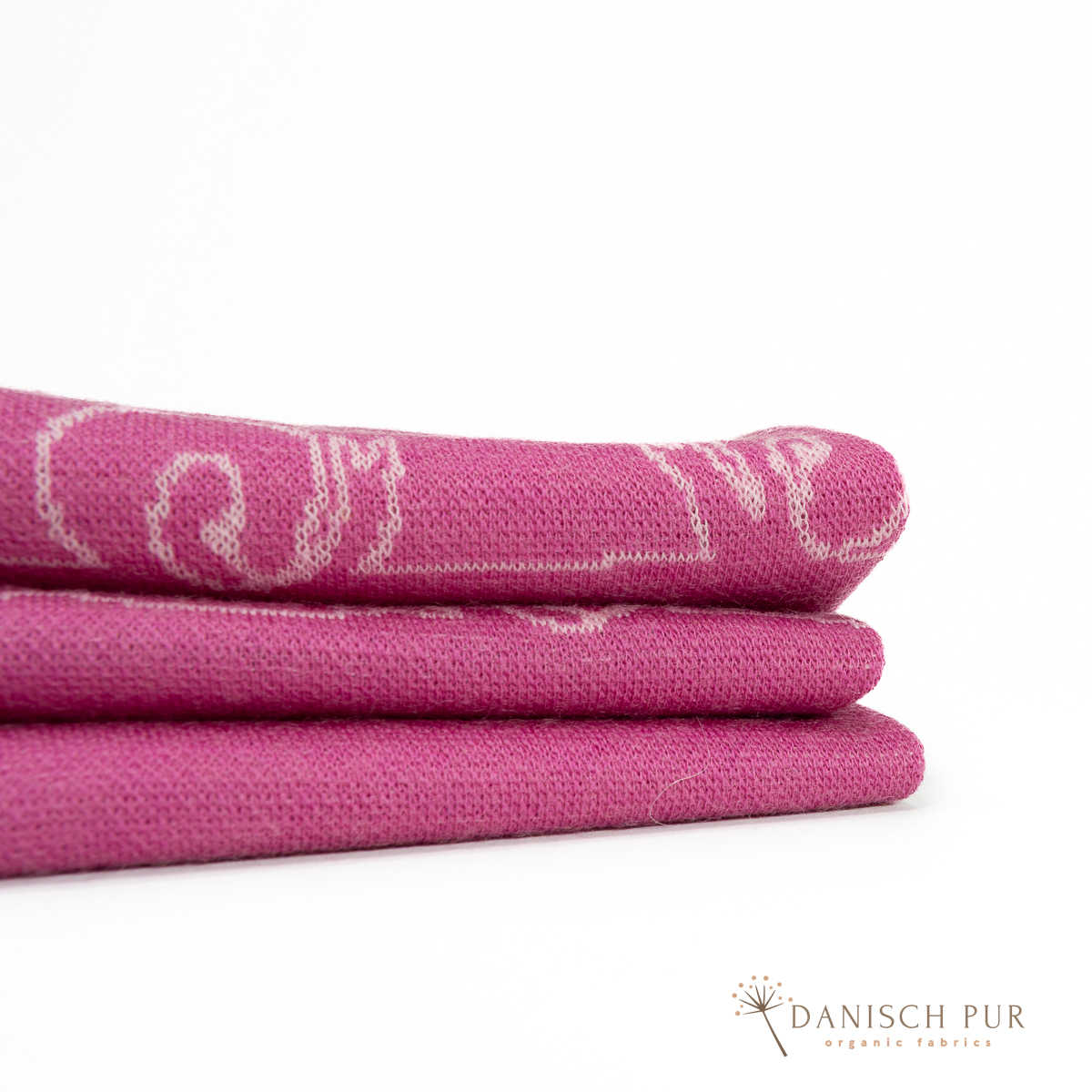 Panel 65cm Jacquard Snail Love - on Orchid Panel (100% virgin wool, Merino, organic, mulesing-free)