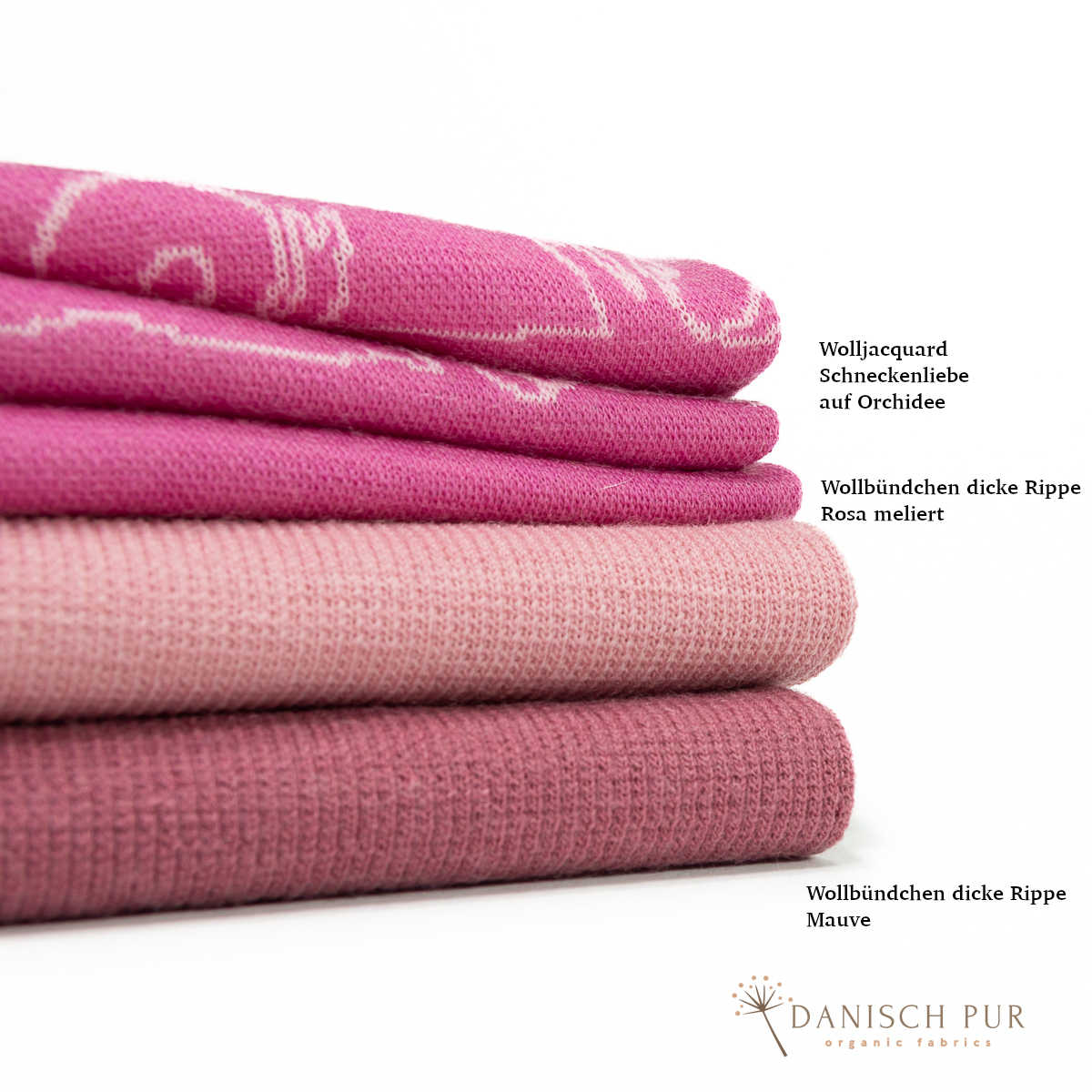 Panel 65cm Jacquard Snail Love - on Orchid Panel (100% virgin wool, Merino, organic, mulesing-free)