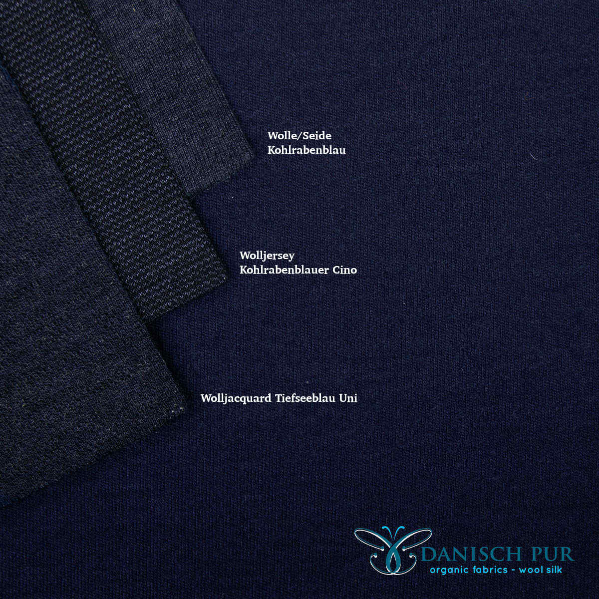 Organic wool jersey in coal raven blue (merino, organic, mulesing-free)