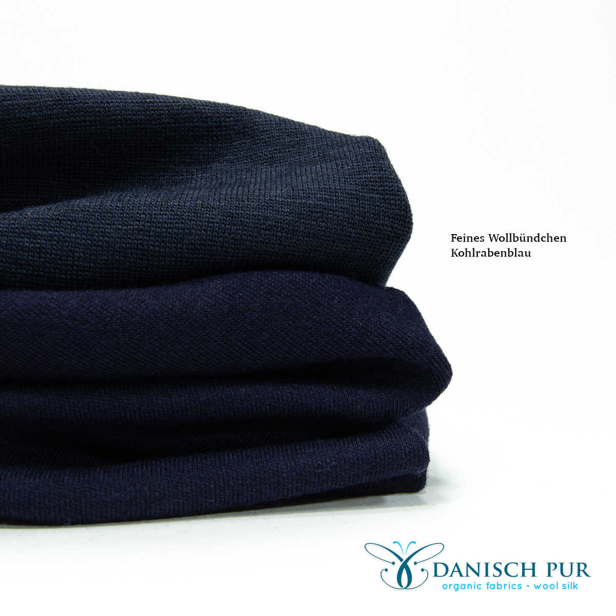 Organic wool jersey in coal raven blue (merino, organic, mulesing-free)