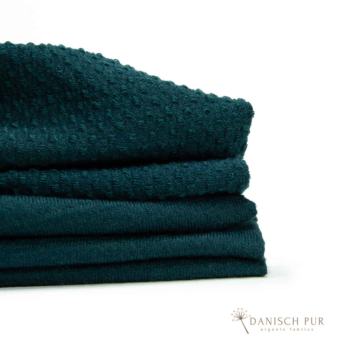 Futterstoff - Mantelfutter-Strukturfutter Wolle (Merino, kbt, 100%) Petrol meliert