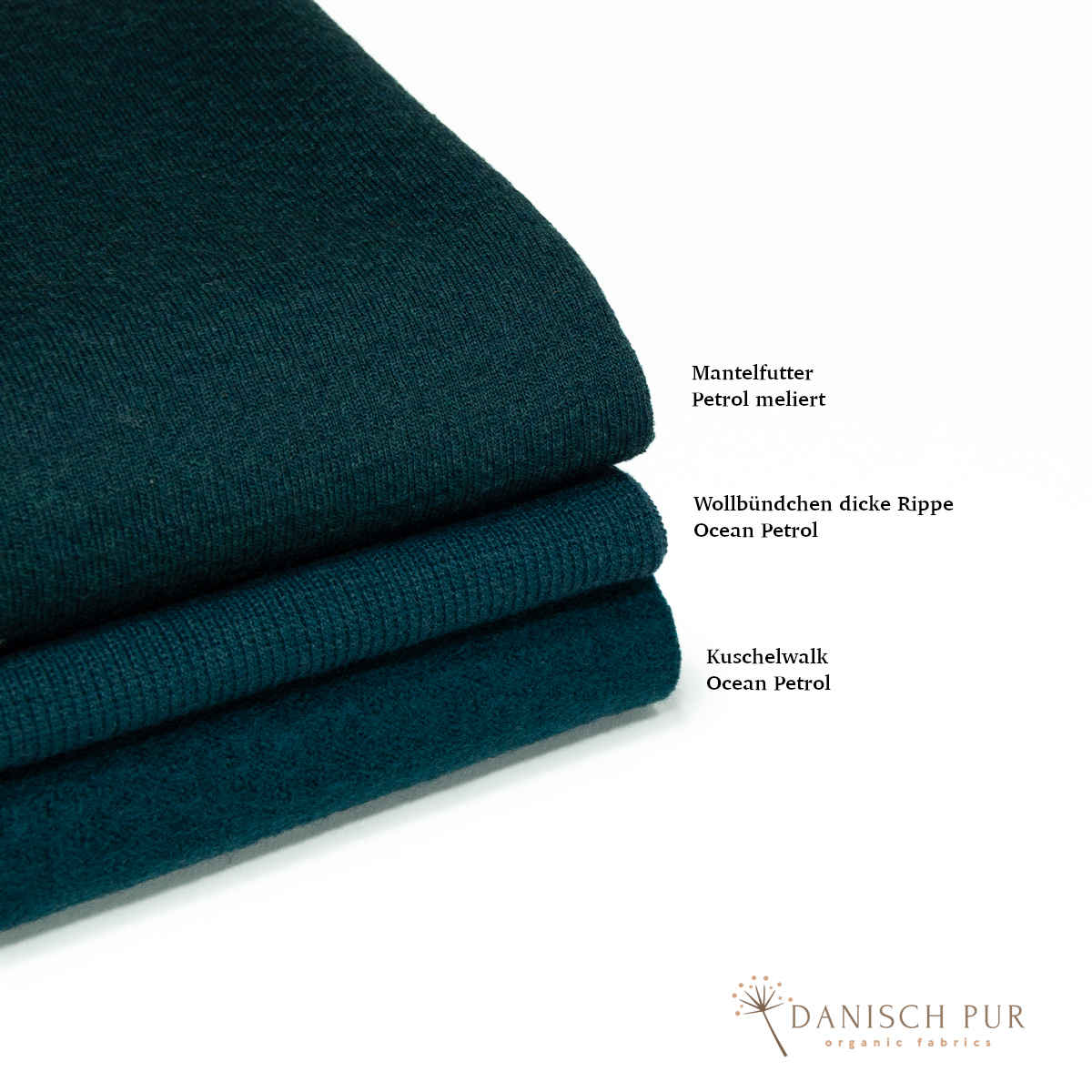 Futterstoff - Mantelfutter-Strukturfutter Wolle (Merino, kbt, 100%) Petrol meliert