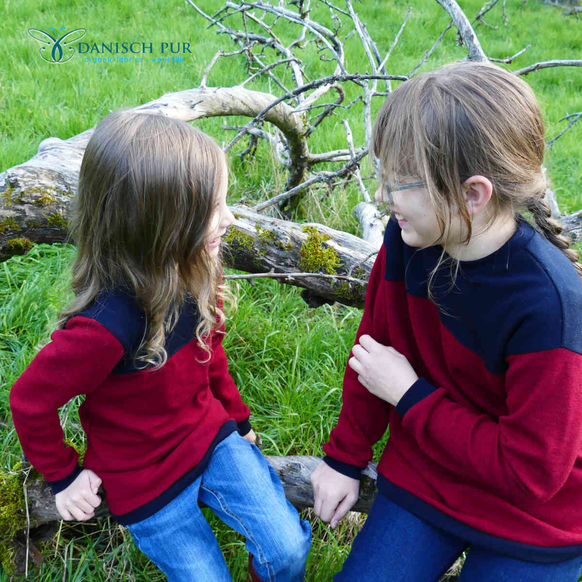 Organic wool jersey jacquard plain red mottled (Merino, kbt, mulesing-free)