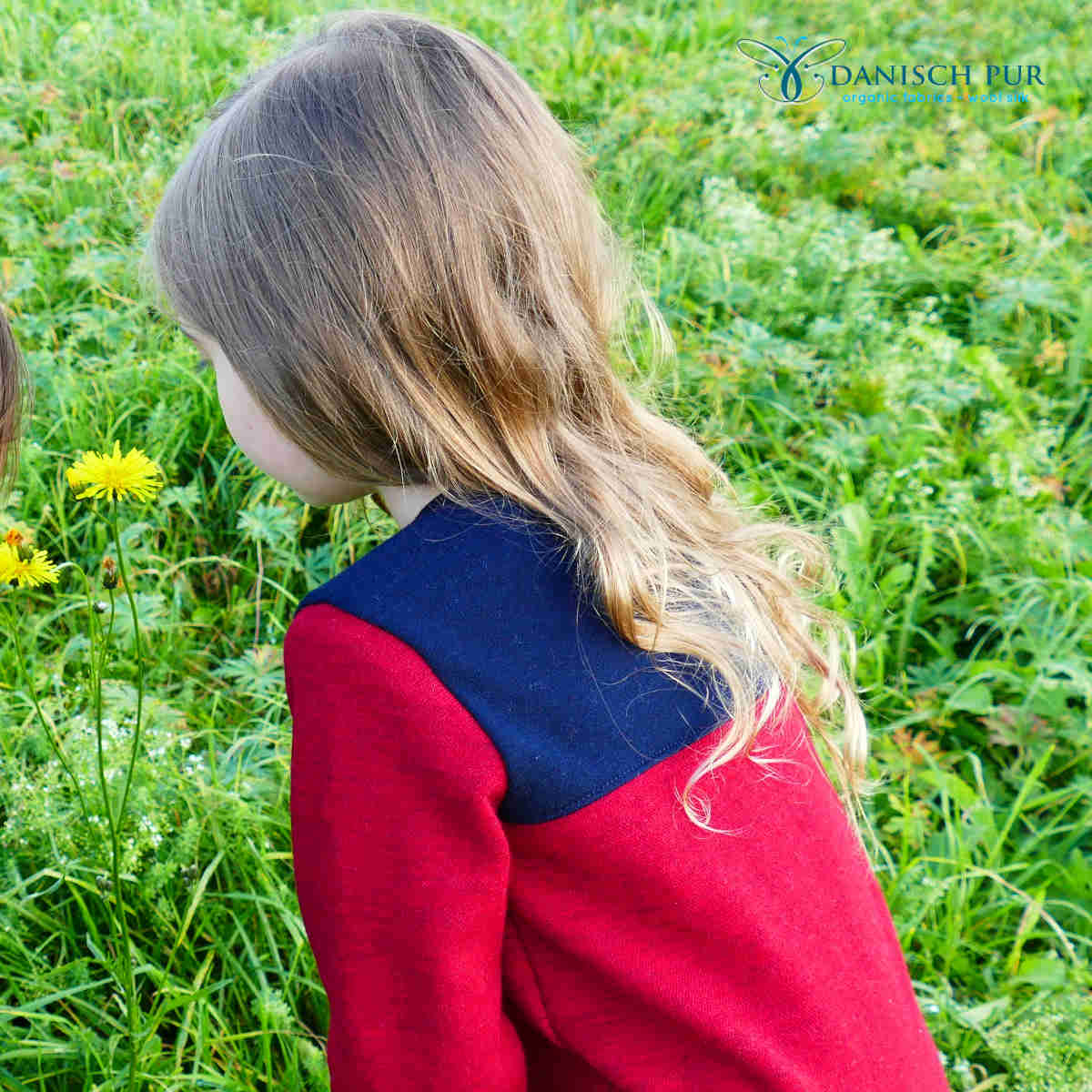 Organic wool jersey jacquard plain red mottled (Merino, kbt, mulesing-free)