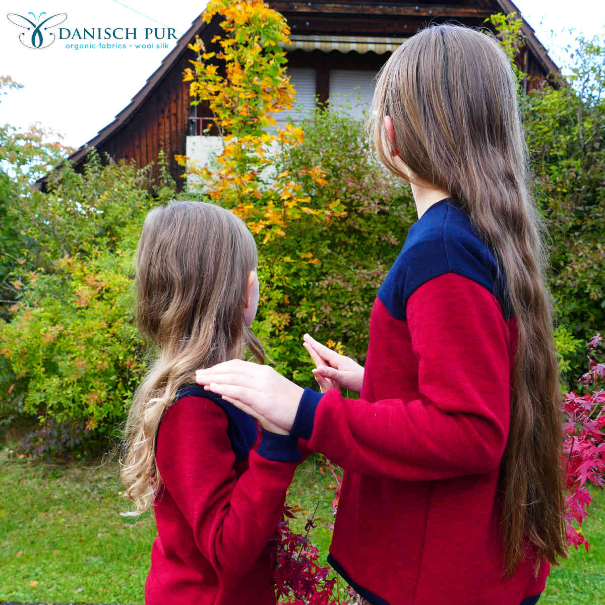 Organic wool jersey jacquard plain red mottled (Merino, kbt, mulesing-free)