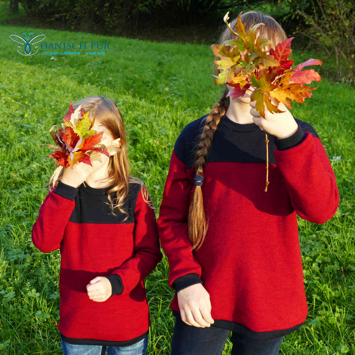 Organic wool jersey jacquard plain red mottled (Merino, kbt, mulesing-free)