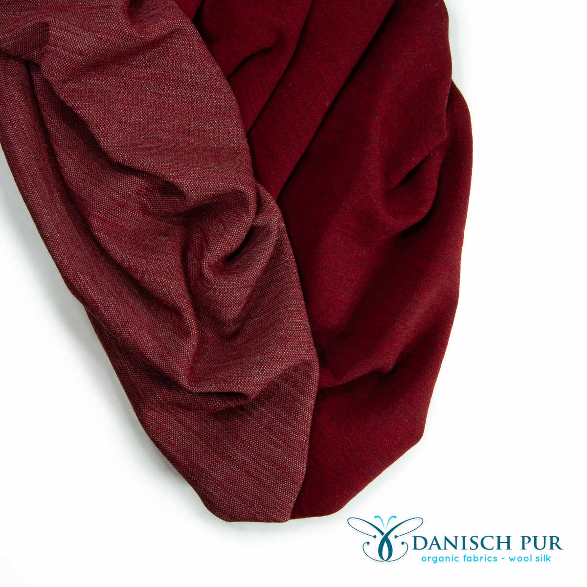 Organic wool jersey jacquard plain red mottled (Merino, kbt, mulesing-free)