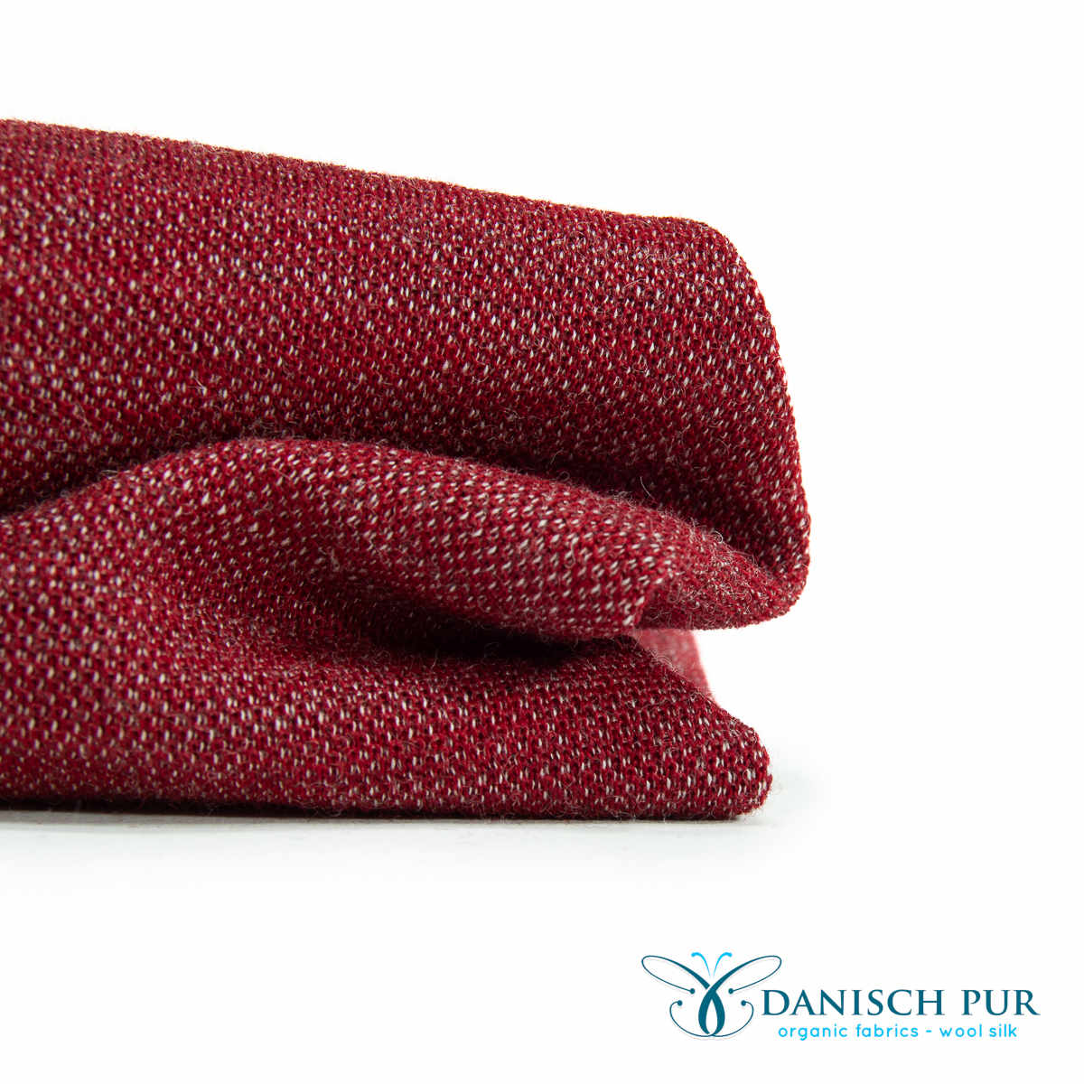 Organic wool jersey jacquard plain red mottled (Merino, kbt, mulesing-free)