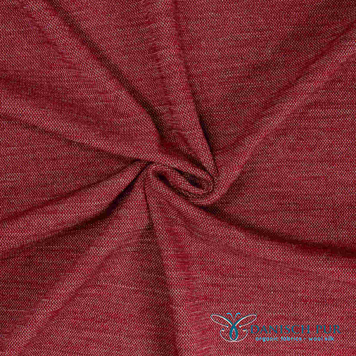 Organic wool jersey jacquard plain red mottled (Merino, kbt, mulesing-free)