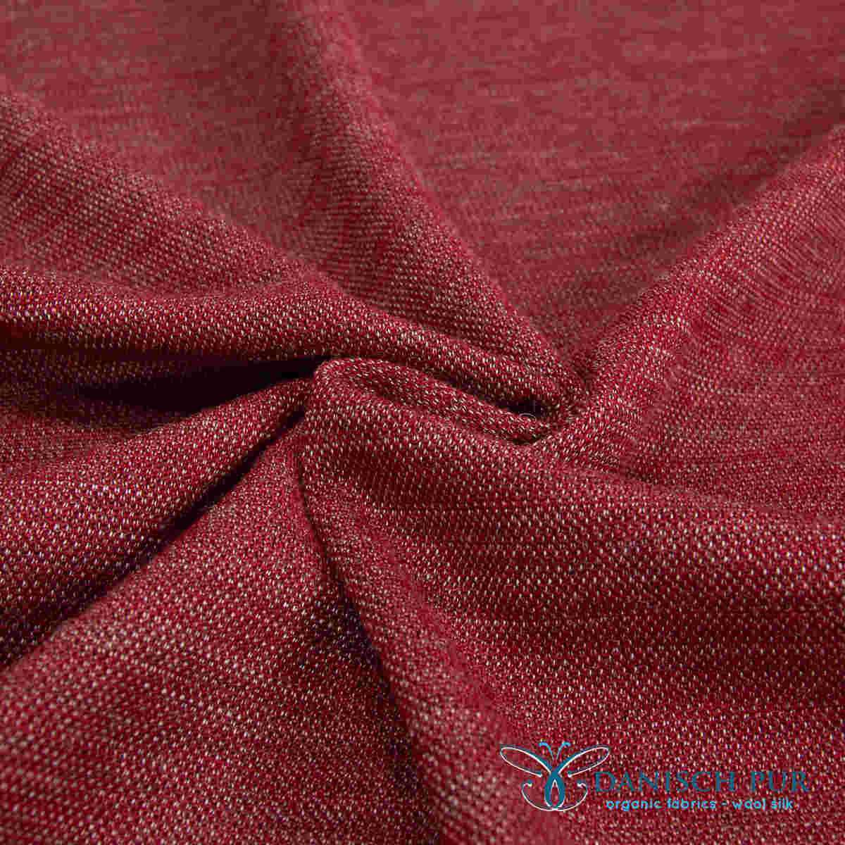 Organic wool jersey jacquard plain red mottled (Merino, kbt, mulesing-free)