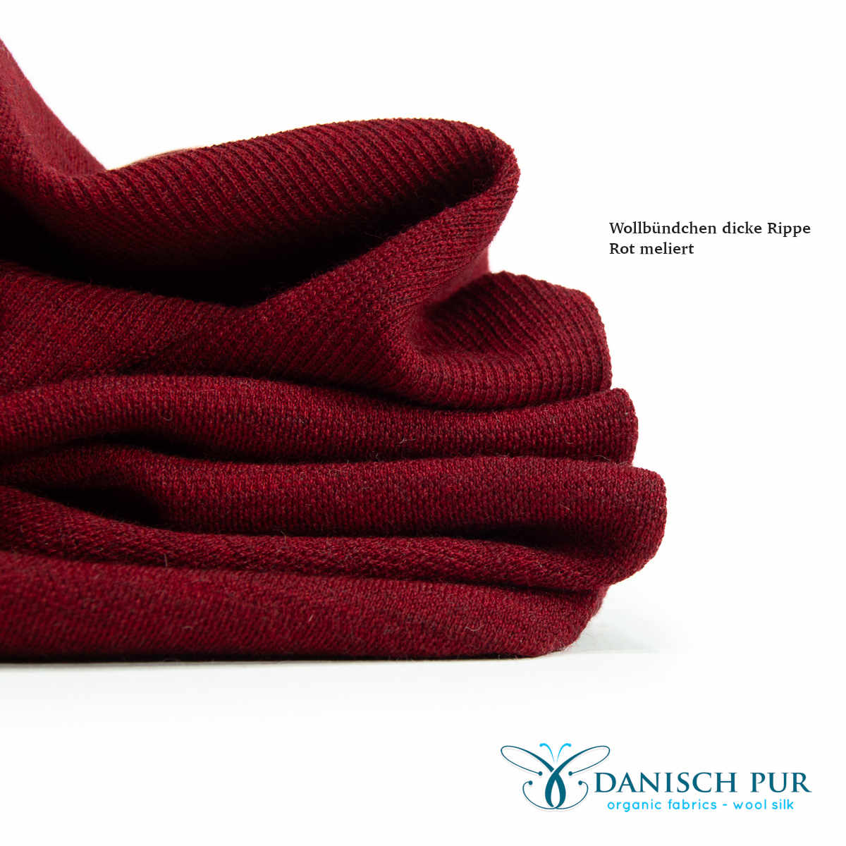 Organic wool jersey jacquard plain red mottled (Merino, kbt, mulesing-free)