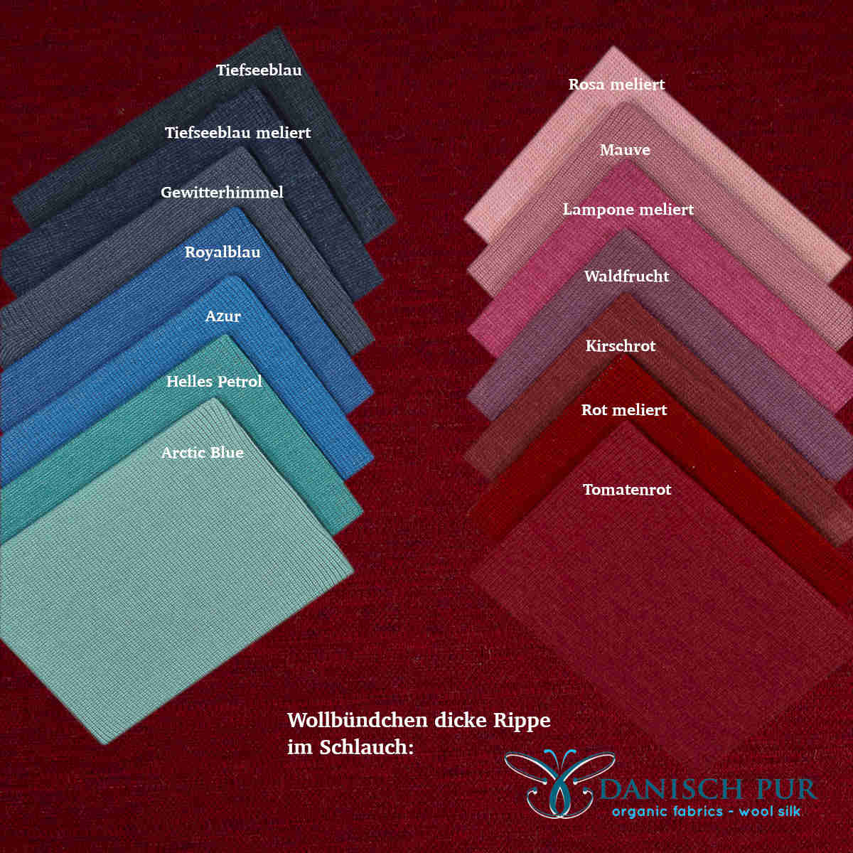 Organic wool jersey jacquard plain red mottled (Merino, kbt, mulesing-free)