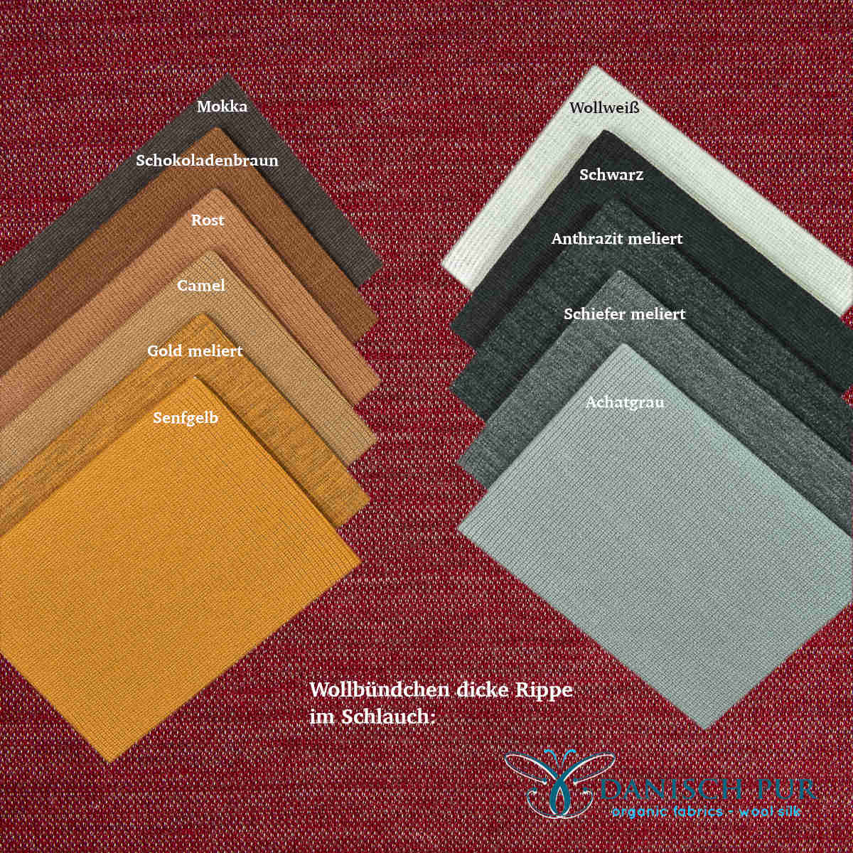 Organic wool jersey jacquard plain red mottled (Merino, kbt, mulesing-free)