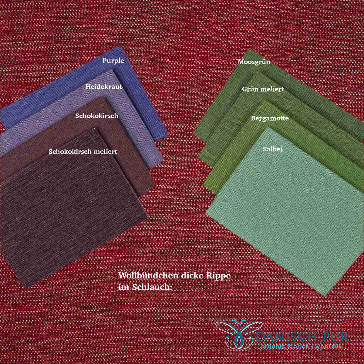 Organic wool jersey jacquard plain red mottled (Merino, kbt, mulesing-free)