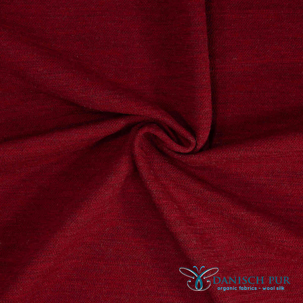 Organic wool jersey jacquard plain red mottled (Merino, kbt, mulesing-free)