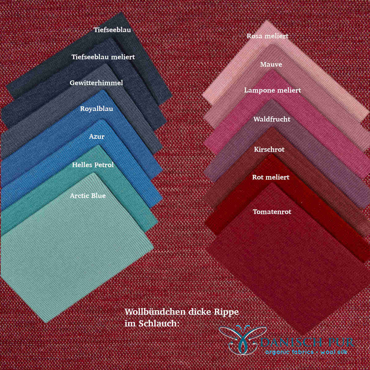 Organic wool jersey jacquard plain red mottled (Merino, kbt, mulesing-free)