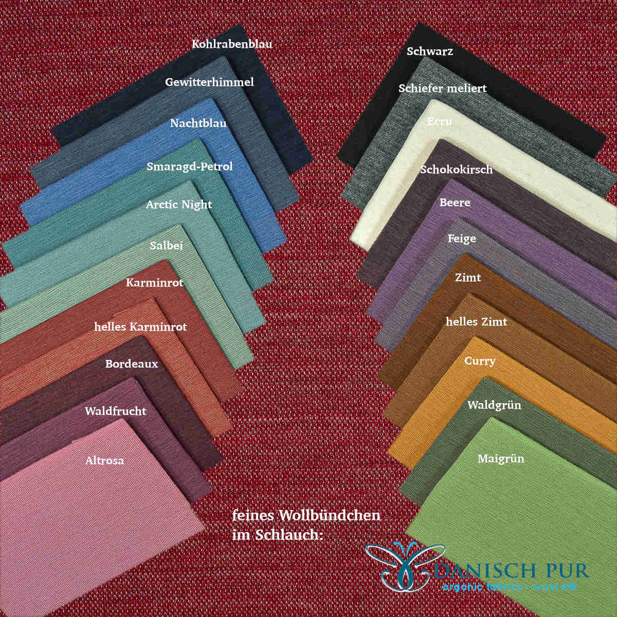 Organic wool jersey jacquard plain red mottled (Merino, kbt, mulesing-free)