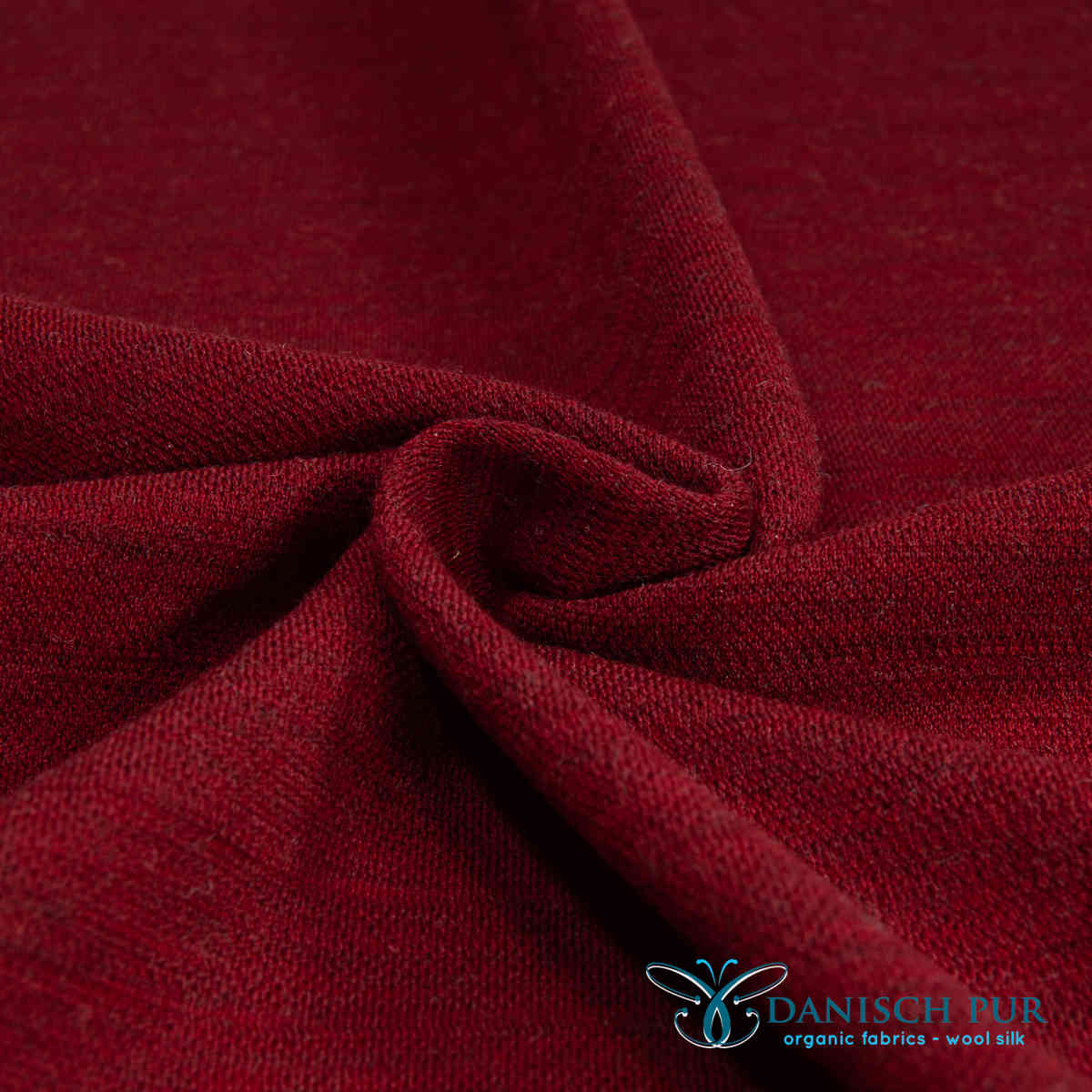 Organic wool jersey jacquard plain red mottled (Merino, kbt, mulesing-free)