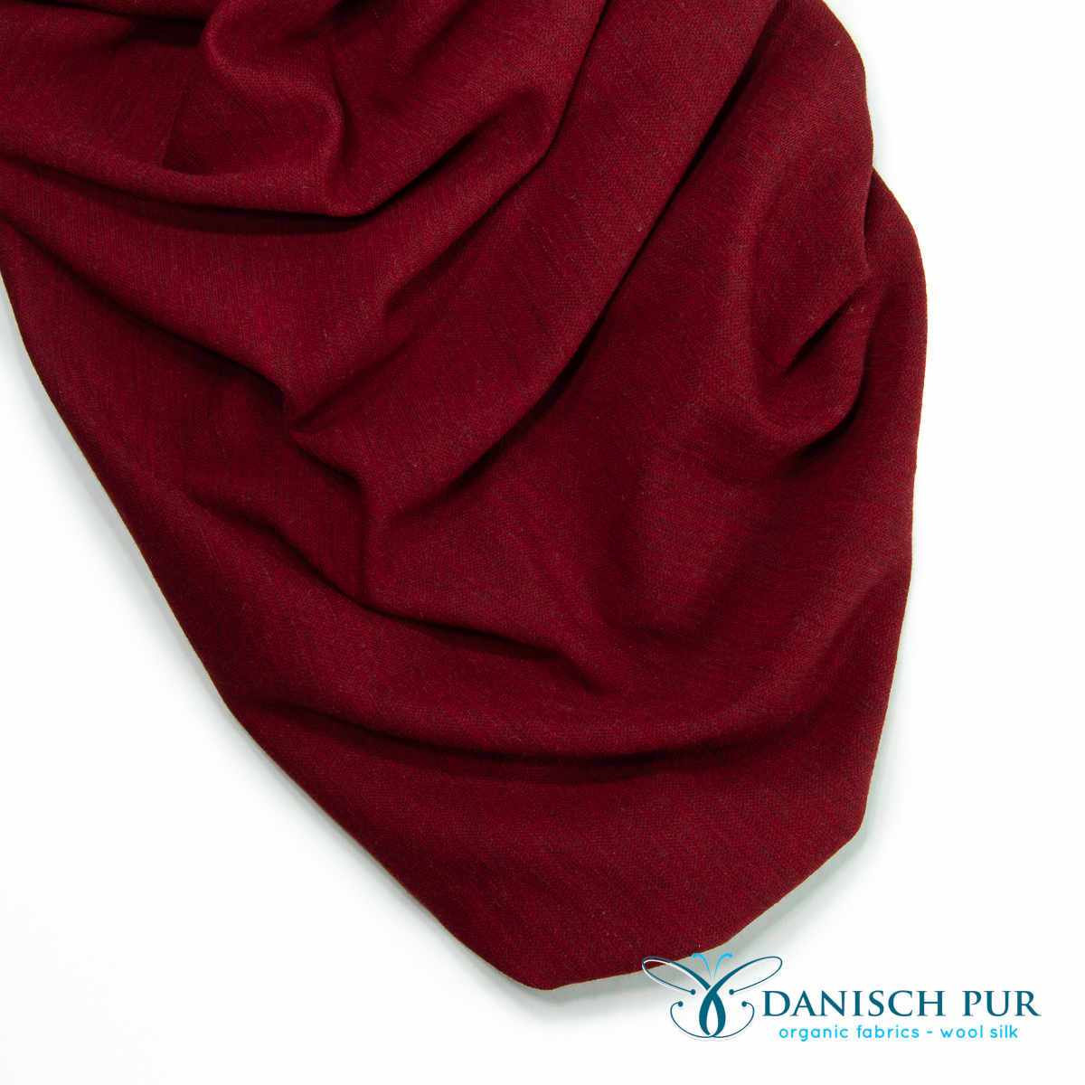 Organic wool jersey jacquard plain red mottled (Merino, kbt, mulesing-free)