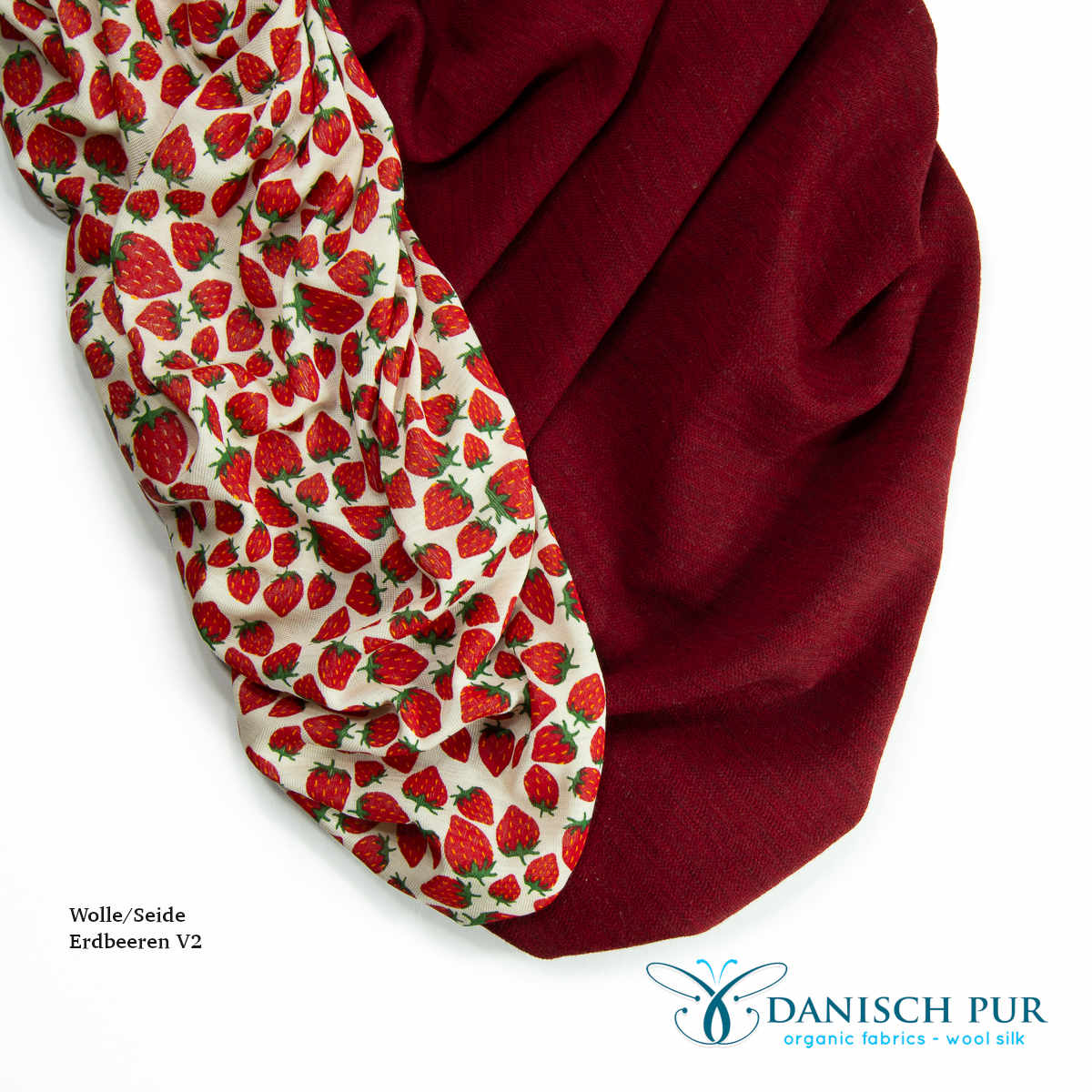 Organic wool jersey jacquard plain red mottled (Merino, kbt, mulesing-free)