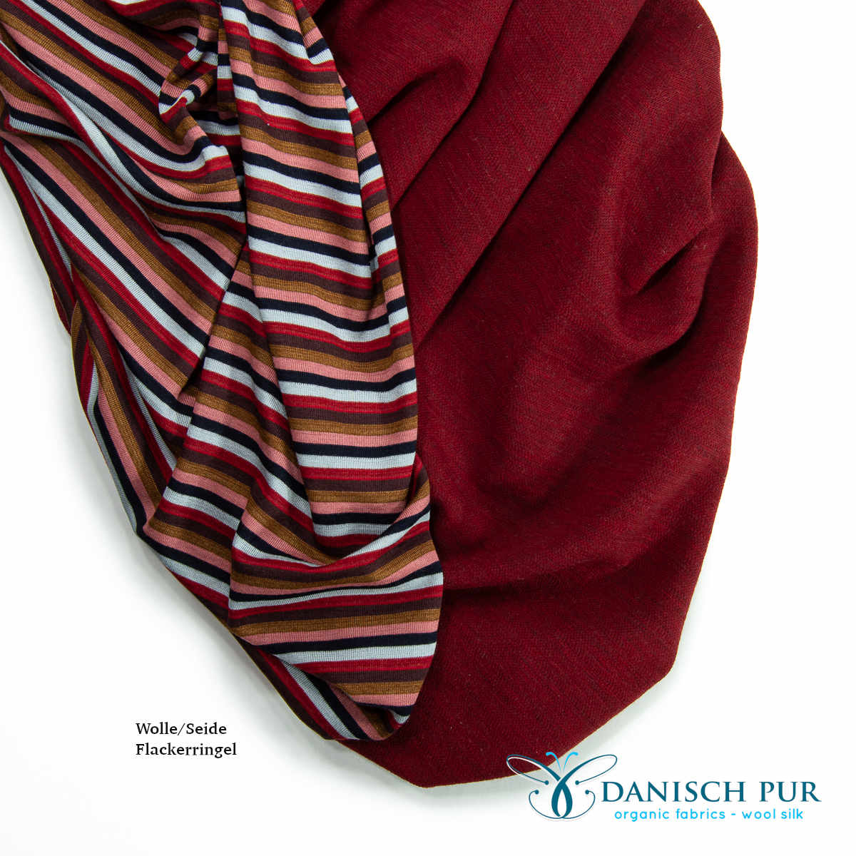 Organic wool jersey jacquard plain red mottled (Merino, kbt, mulesing-free)