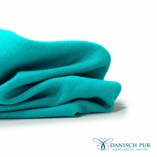 Bio Wolljersey Jacquard Türkis Uni (Merino, kbt, mulesingfrei)