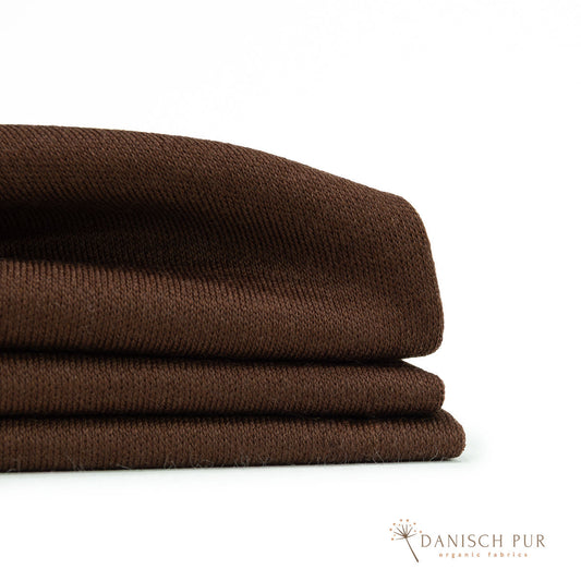 Organic wool jersey/wool interlock dark chocolate (Merino, organic, mulesing-free)