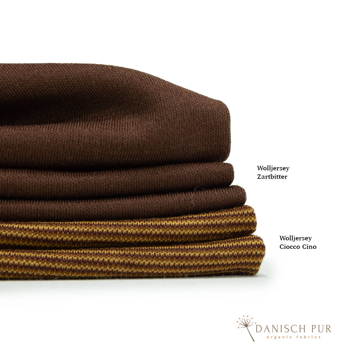 Organic wool jersey/wool interlock dark chocolate (Merino, organic, mulesing-free)