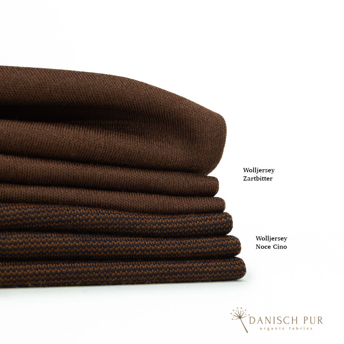 Organic wool jersey/wool interlock dark chocolate (Merino, organic, mulesing-free)