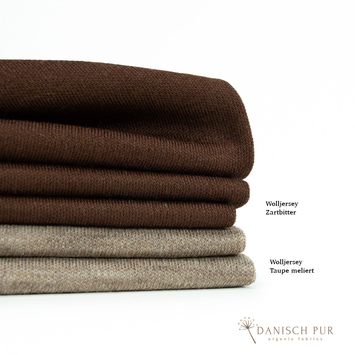 Organic wool jersey/wool interlock dark chocolate (Merino, organic, mulesing-free)