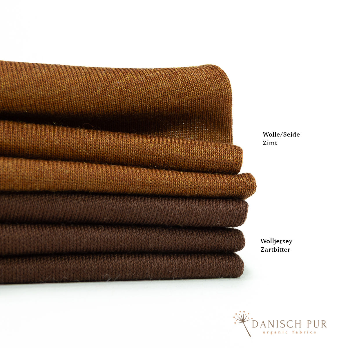 Organic wool jersey/wool interlock dark chocolate (Merino, organic, mulesing-free)