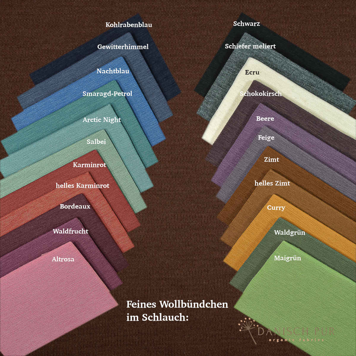 Organic wool jersey/wool interlock dark chocolate (Merino, organic, mulesing-free)