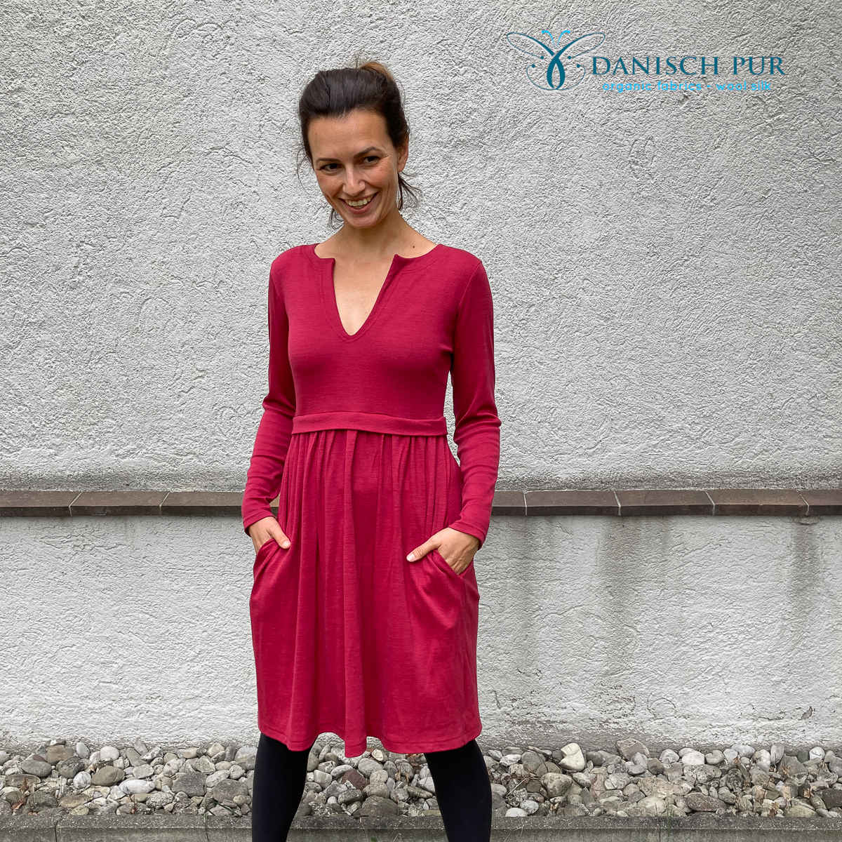 Bio Wolljersey/Wollinterlock  in Himbeerrot (Merino, kbt, mulesingfrei)