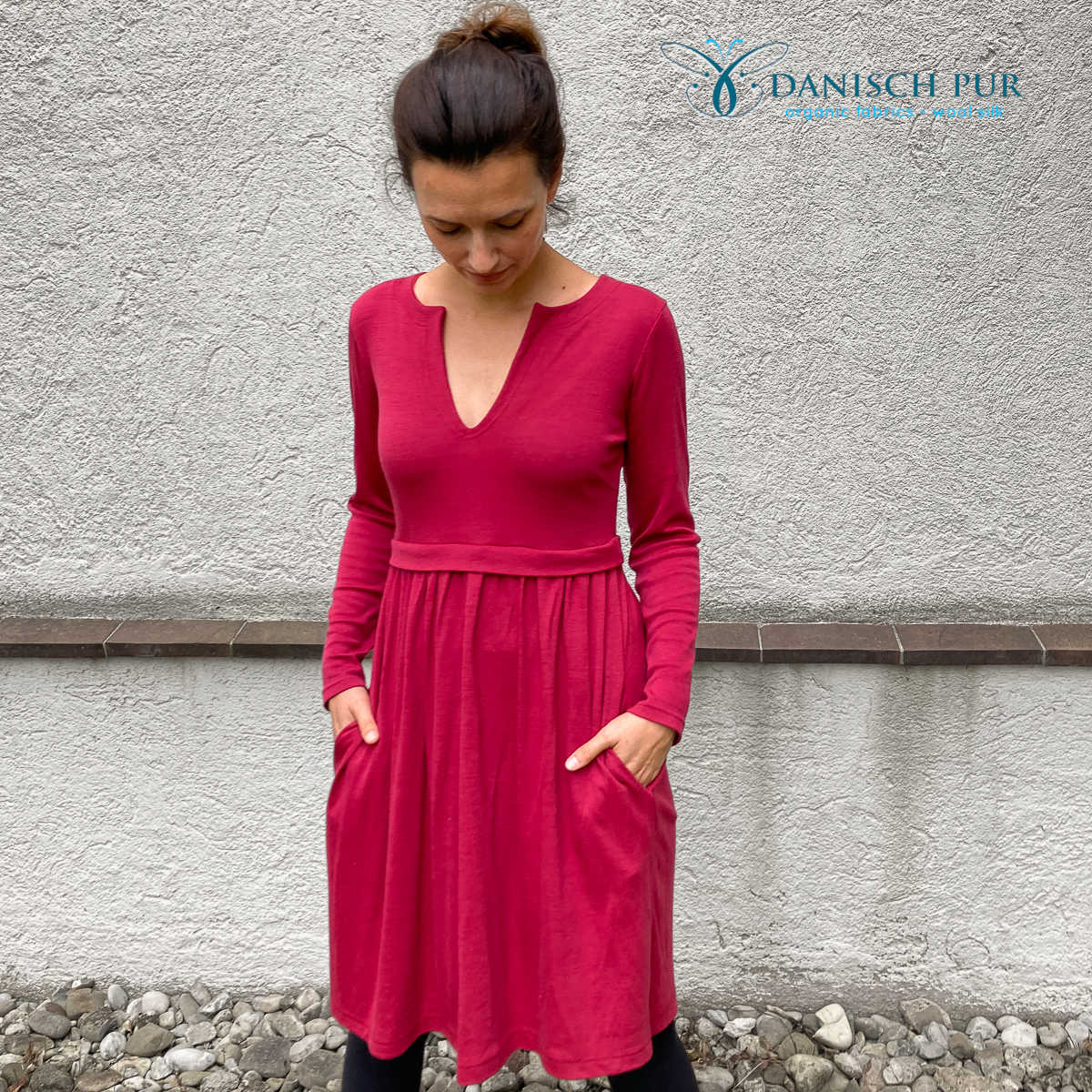 Bio Wolljersey/Wollinterlock  in Himbeerrot (Merino, kbt, mulesingfrei)