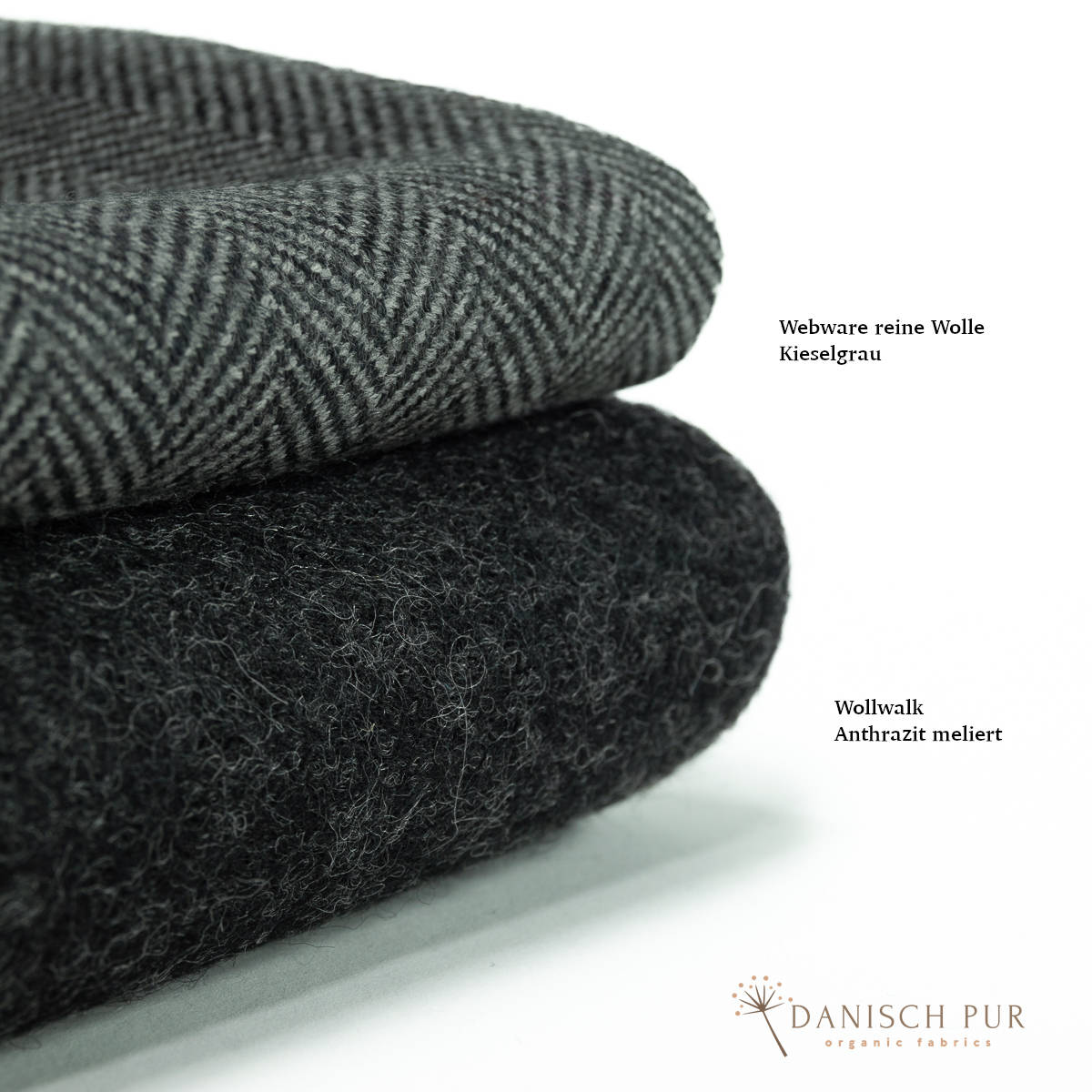 Bio Schurwollwalk Anthrazit meliert - (kbt, 100% Schurwolle)