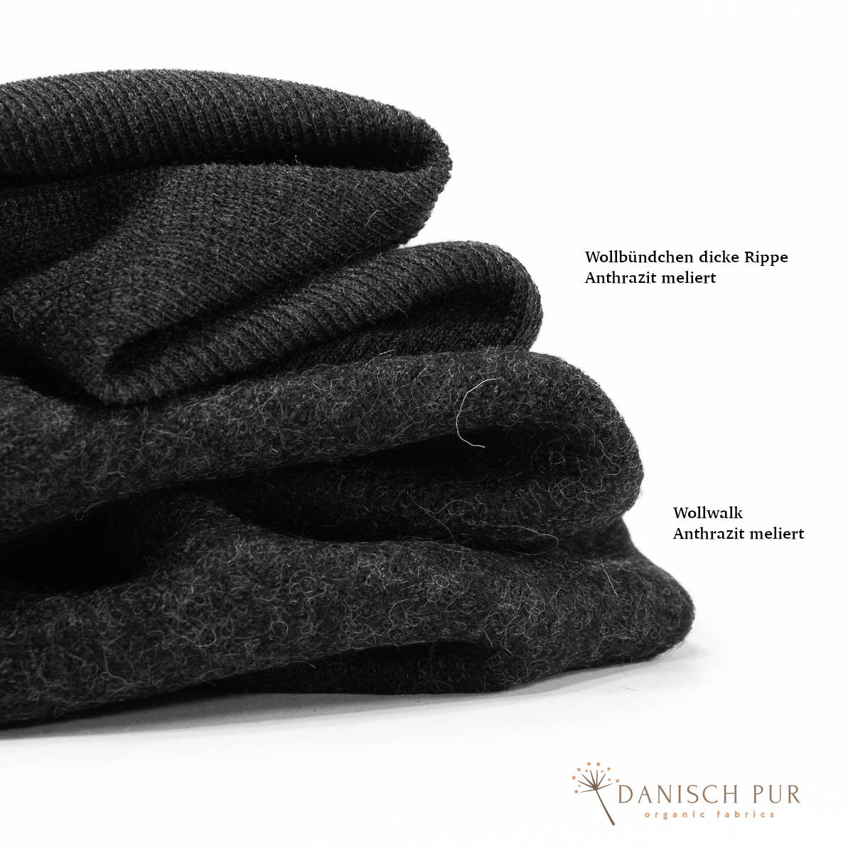 Bio Schurwollwalk Anthrazit meliert - (kbt, 100% Schurwolle)