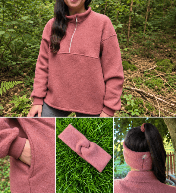 Organic wool fleece rosewood melange (100% virgin wool, Merino, organic, mulesing-free)