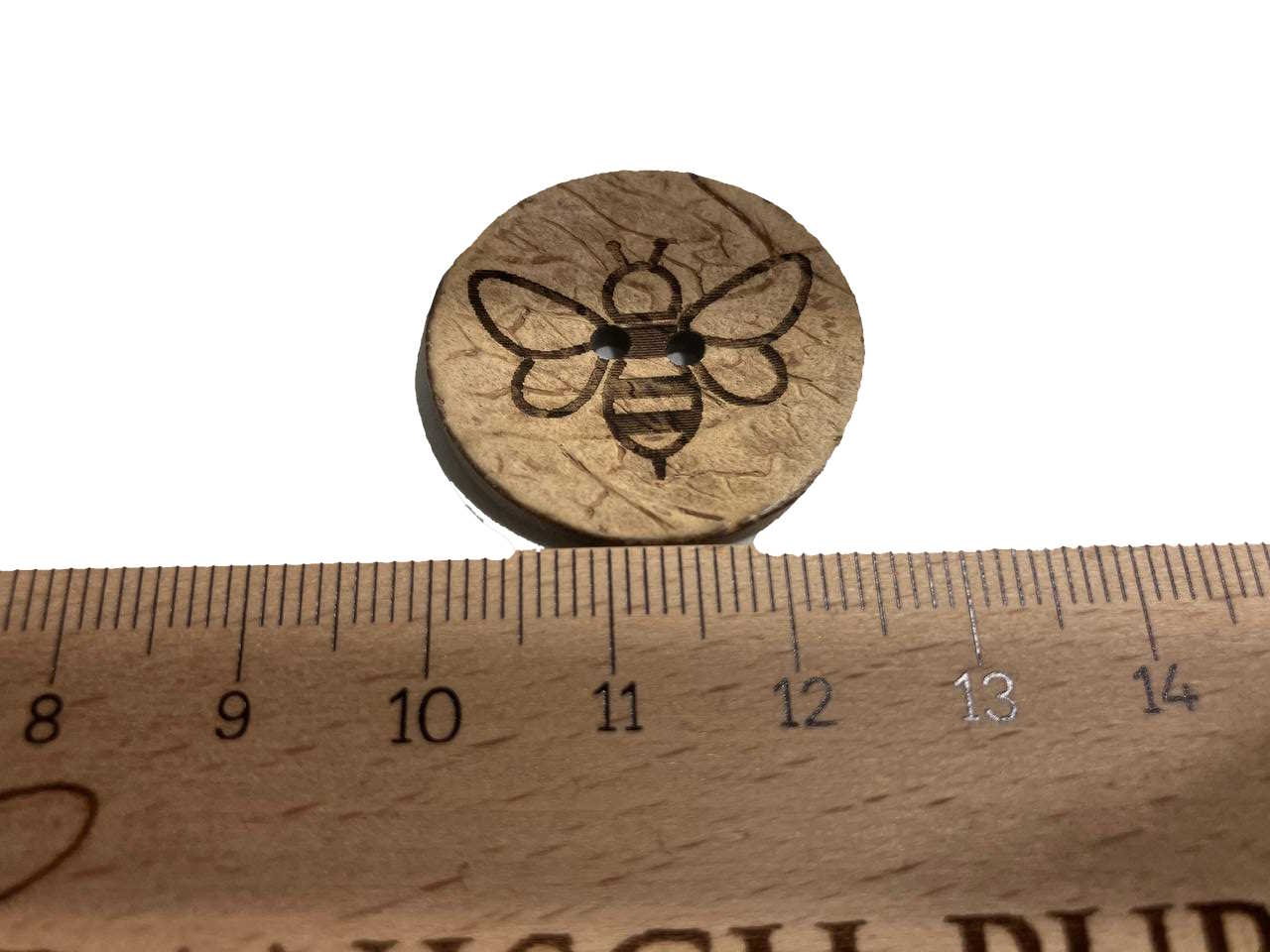 Knopf Kokosnuss - Honigbiene 28mm