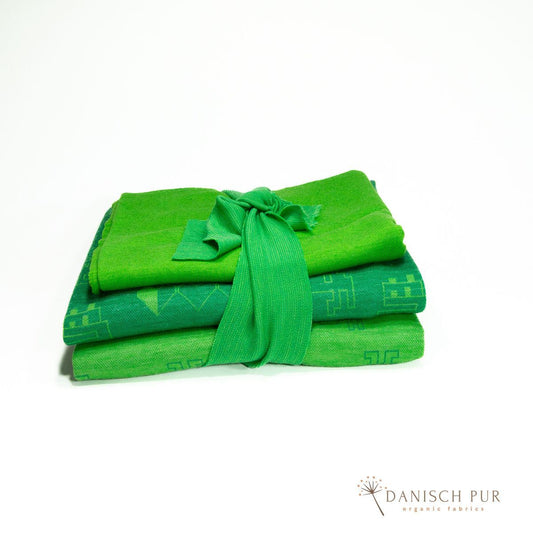 Coupon Paket 80 cm Monster auf Sommergrün,  80 cm Monster auf Zitronengrün, 30 cm W/S Apfelgrün (Merino, kbt, mulesingfrei)