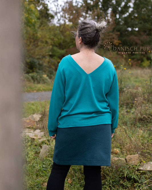 Bio Wolljersey Jacquard Türkis Uni (Merino, kbt, mulesingfrei)